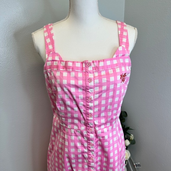 ModCloth for Hello Kitty White and Pink Button Up Plaid Dress size Large - Picture 4 of 8